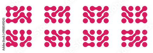 Blue Pattern metaballs isolated on transparent background. Modern geometric shapes of liquid connected drops. Vector illustration. Abstract geometric figures of connected molecules . Red metaballs .