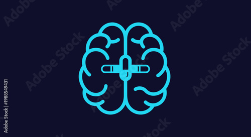 Human brain icon with medicinal pill for mental health concepts