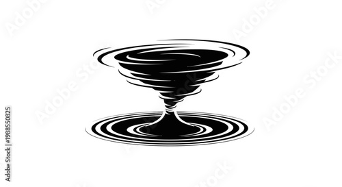 Black swirling water vortex illustration.