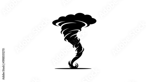 Minimalist Black Tornado Vortex Silhouette Illustration