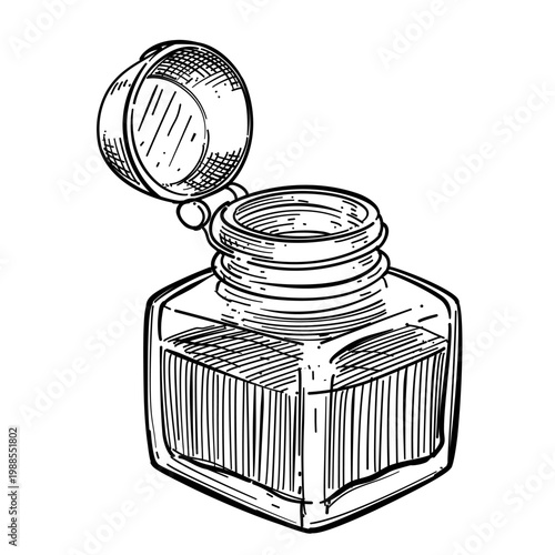 inkwell vector line art hand drawn illustration