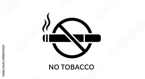No Tobacco Smoking Prohibition Symbol in Black and White