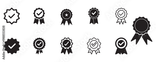 Award Badge Icons Set Achievement Certificate Quality Premium Vector Illustration