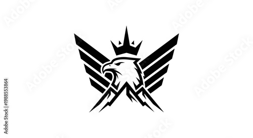 Majestic eagle head logo with crown and stylized wings