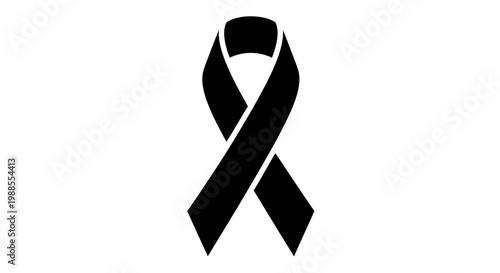 Black Awareness Ribbon Symbolizing Support and Mourning