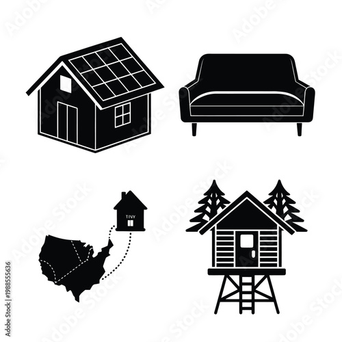 Real Estate Housing and Interior Furniture Icon Set