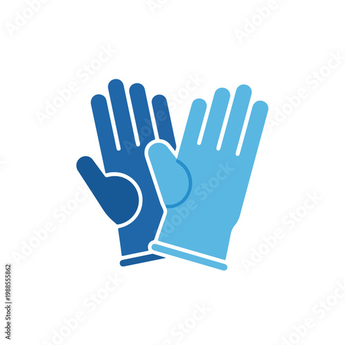 This vector illustration features a pair of blue medical gloves, symbolizing safety, hygiene, and professional protection in healthcare or cleaning.