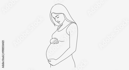 Simple silhouette vector illustration of a pregnant woman showing motherhood and anticipation