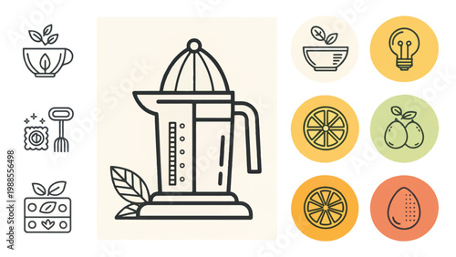 Commercial heavy-duty industrial juicer vector for restaurant kitchen equipment and business.