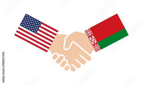 United States and Belarus handshake diplomacy symbol