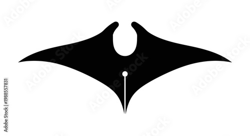 Minimalist bat silhouette and fountain pen nib logo design