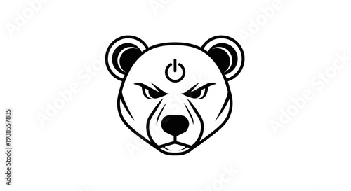 Minimalist bear head logo with power button icon