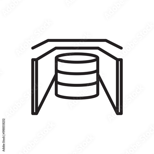 Bund wall icon symbolizing spill containment, representing hardware, protection tools, barrier gear, safety systems, and industrial logistics for leak prevention and factory environmental protection.