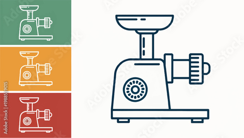 Modern Electric Meat Grinder Icon for Food Preparation Vector Illustration