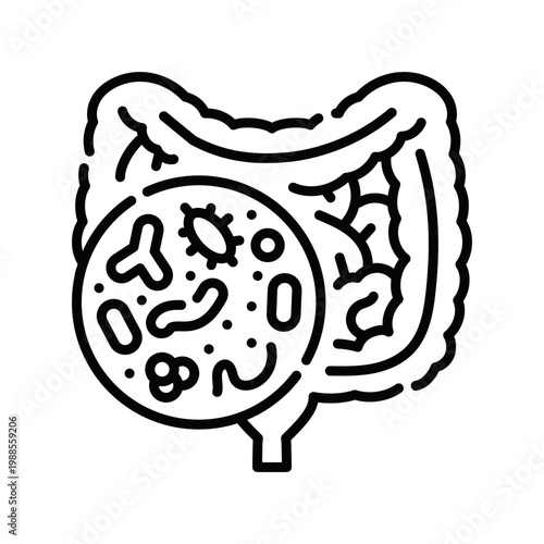 Gut Microbiome Icon Professional UI Symbol for Gastrointestinal Health