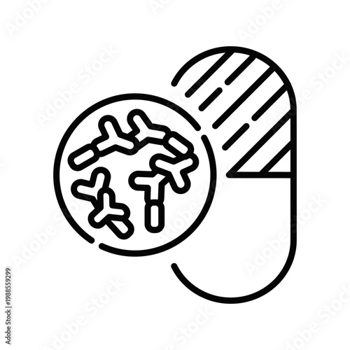 Probiotics Icon Professional UI Symbol for Beneficial Bacteria Supplements