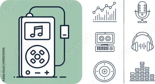 Minimalist MP3 Audio Player Icon for Music Streaming and Digital Devices