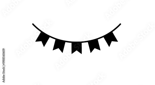 Vector illustration of black bunting banner flags silhouette garland icon on a transparent background