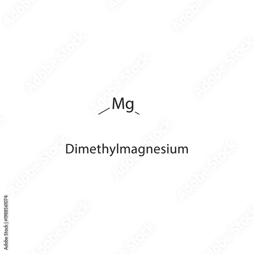 Dimethylmagnesium skeletal structure. organometallic compound schematic illustration. Simple diagram, chemical formula.
