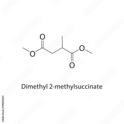 Dimethyl 2-methylsuccinate skeletal structure. ester compound schematic illustration. Simple diagram, chemical formula.