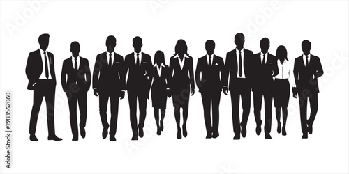 Vector of men and a women, a group of standing business people