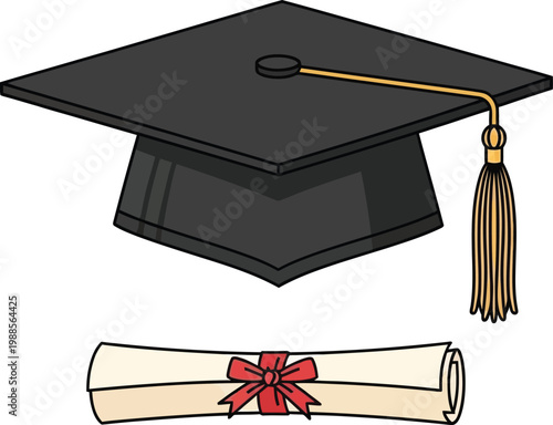 Graduation cap and diploma icon set. Graduation Hat icon.