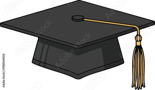 Graduation cap and diploma icon.