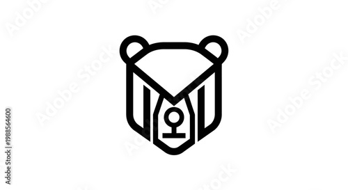 Minimalist black and white bear head geometric logo design