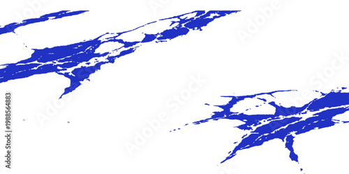 Blue world map illustration featuring artistic watercolor paint splashes and ink stains with a grunge brush design on a 3d vector geography background