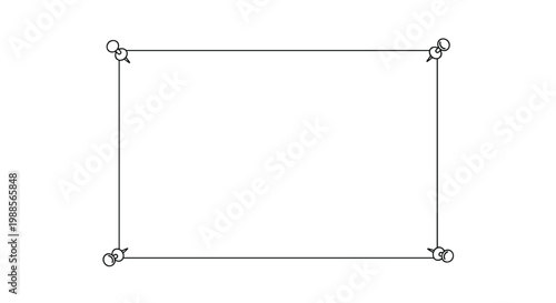Simple black rectangular border or frame pinned at the corners with metal push pins on a clean white background for notices and messages.