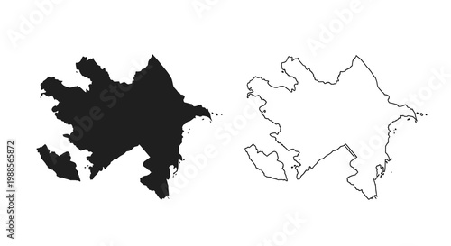 A graphic depicts two contrasting outlines of a country likely a political map high quality professional