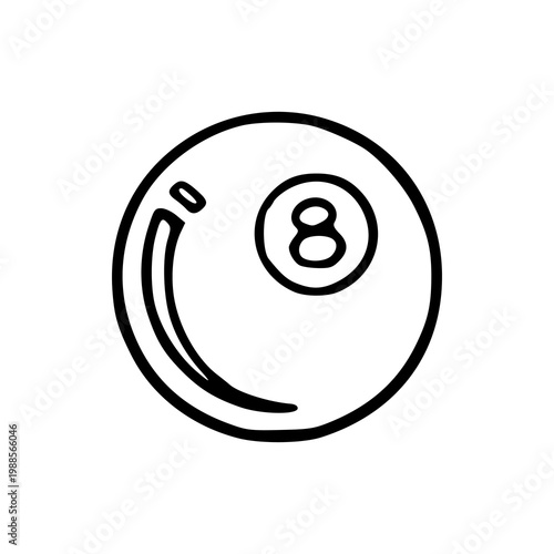 minimalist 8-ball billiard ball outline illustration