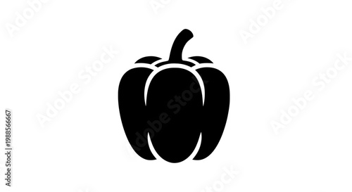 Vector illustration of black silhouette icon of a bell pepper vegetable on a transparent background