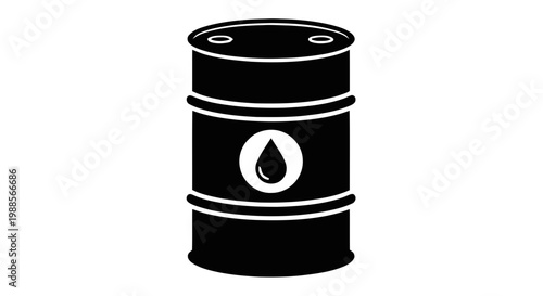 Vector illustration of oil barrel icon, industrial fuel container symbol on a transparent background