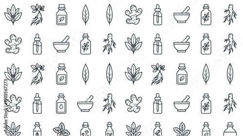 Seamless pattern of skincare and beauty product icons featuring bottles jars pumps and creams in clean monochrome line