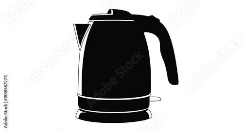 A black and white silhouette of a modern electric kettle showcasing its simple form high quality