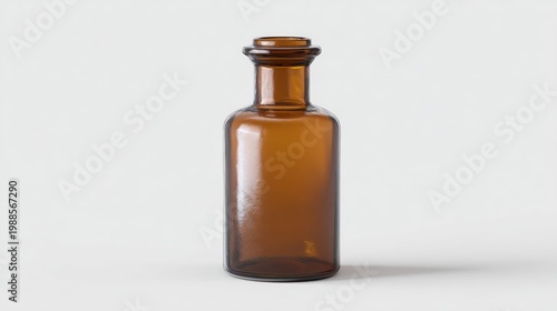 Amber glass bottle isolated on white background for design and product mockups