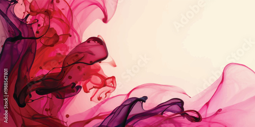 Elegant abstract floral background featuring a pink rose pattern and purple vector butterfly ornaments for a beautiful nature design wallpaper or Valentine card illustration