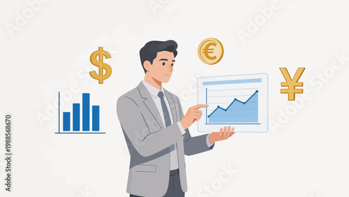 Businessman analyzing financial data