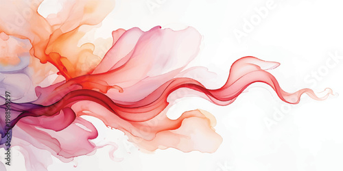 Abstract watercolor background with soft pink smoke and delicate rose petals in a beautiful floral blossom for a romantic spring wedding bloom