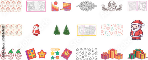 Collection of christmas and kids activity santa claus