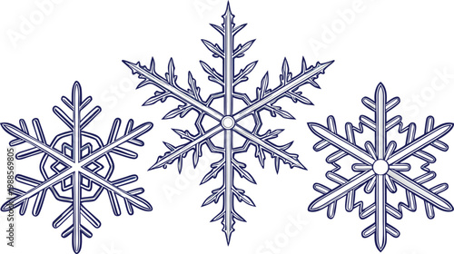 Detailed of blue snowflake collection snowflakes winter