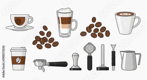Set of coffee shop vector icons for cafe and restaurant branding design