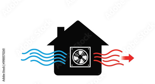 Exhaust fan system installed in a residential home providing efficient air circulation and cooling for comfort