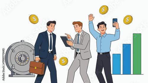 Businessmen with money and briefcase