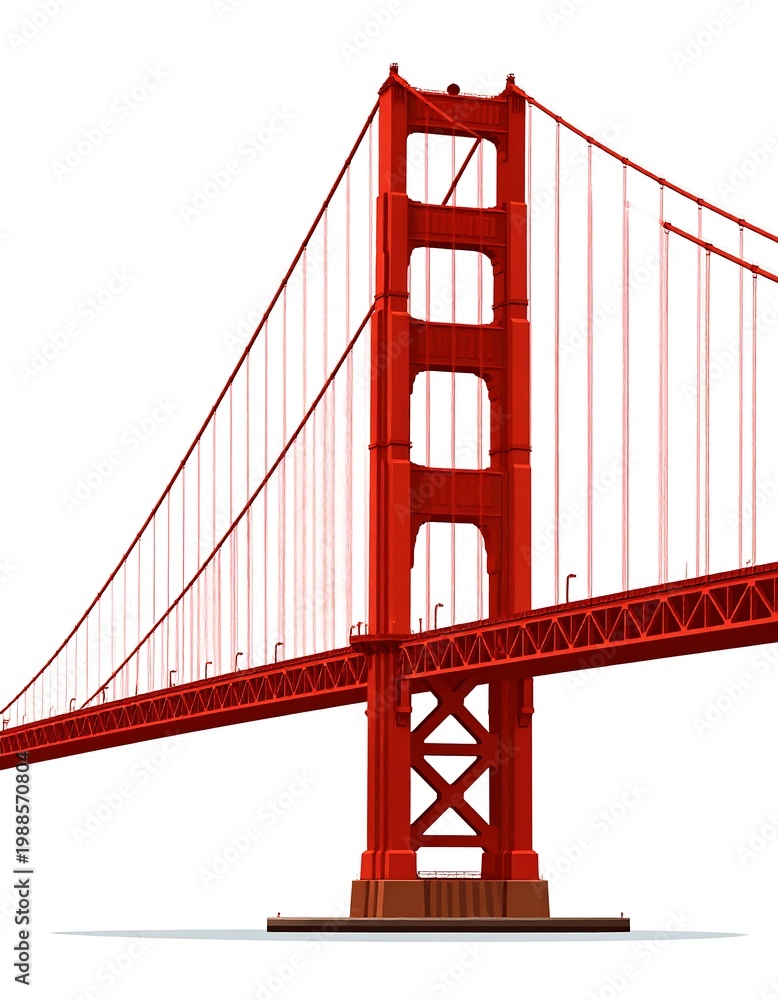 Fototapeta premium Red bridge against white background