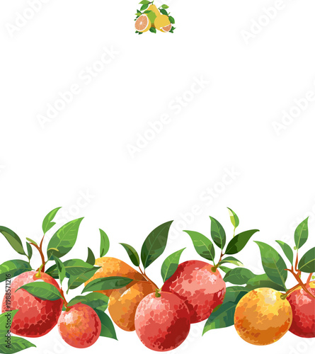 Environmental illustration of lychee fruit trees supporting sustainable land use education
