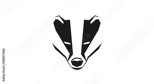 Minimalist black badger head logo design on white background