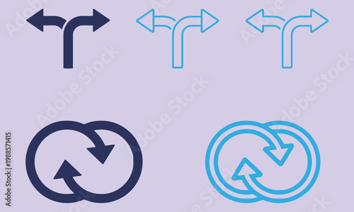 Split Direction Arrows and Infinity Loop Icons on Blue Background