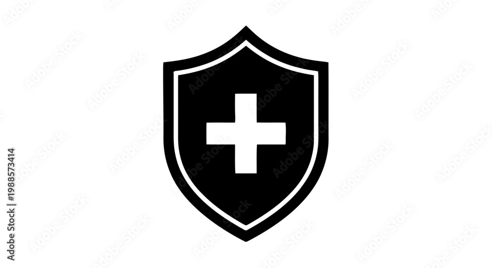 Fototapeta premium Vector illustration&nbsp;of shield icon with a medical cross symbol, vector illustration on a transparent background